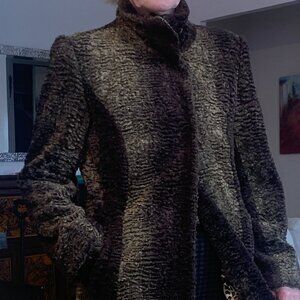 Cruelty-Free Astrakhan Coat | Leopard Lined | Vintage Glamour